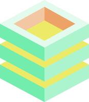 A green cube with yellow and orange squares vector