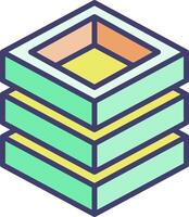 A stack of three cubes with a yellow and green border vector