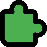 A green puzzle piece with a black border vector