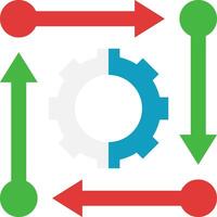 A gearwheel with arrows pointing to it vector