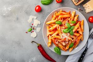 Pasta With Tomato Sauce and Basil photo