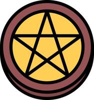A pentagram in a circle with a yellow star vector