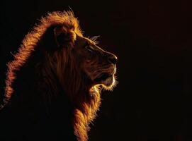 Close Up of Black Lioness Looking Up With Bright Eye photo