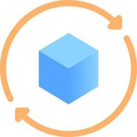 A blue cube with arrows around it vector