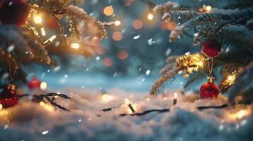Christmas Decorations on Snow photo