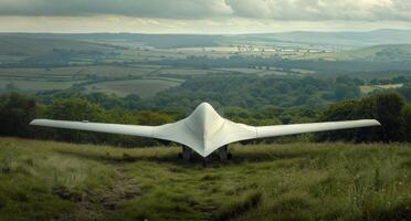 Unmanned Aerial Vehicle Landing in Rural English Landscape photo