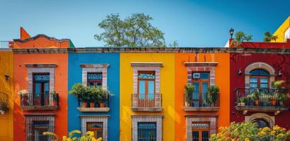 Colorful Row Houses With Balconies in Mexico City photo