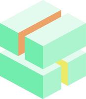 A green and yellow cube with a yellow stripe vector