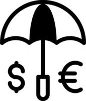 An umbrella and euro sign with an umbrella vector