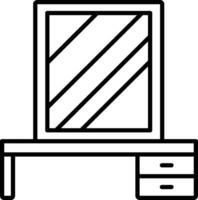 A black and white drawing of a dresser and mirror vector