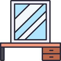 A desk and mirror with a window vector