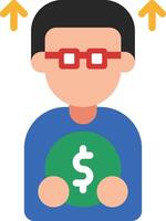 A man with glasses holding a dollar sign vector