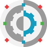 A circular logo with a gear in the middle vector