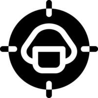 A black and white icon of a person looking at a target vector