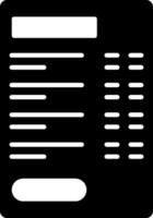 A black and white icon of a checkbook vector