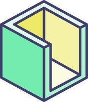 A cube with a yellow and green lid vector