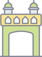 A mosque with a tower and dome vector