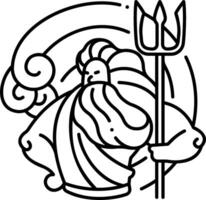 Poseidon coloring pages vector