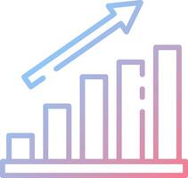 A graph with an arrow going up vector