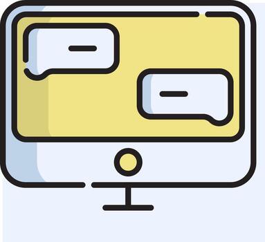 A computer monitor with two speech bubbles on it vector