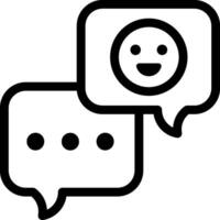 A black and white image of two speech bubbles with a smiley face vector