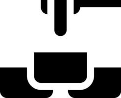 A black and white icon of a cup and a spoon vector