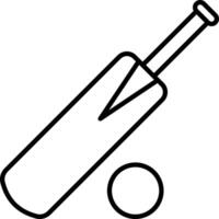 A cricket bat and ball outline on a white background vector