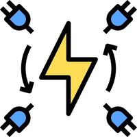 A yellow lightning bolt with four blue plugs vector