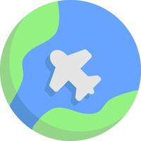 A plane flying over the earth in a circle vector