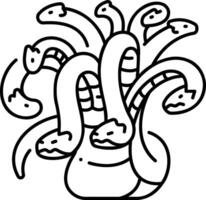 A black and white drawing of a snake in a vase vector