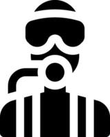 A black and white icon of a man wearing a mask and goggles vector
