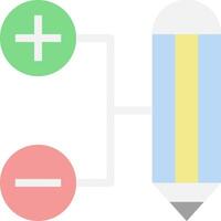 A pencil and a calculator are connected to each other vector