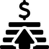 A black and white icon of a stack of money and a dollar sign vector