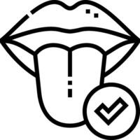 A black and white illustration of a tongue with a tick vector