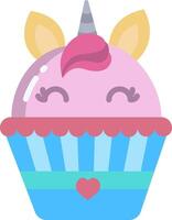 A cupcake with a unicorn horn on top vector