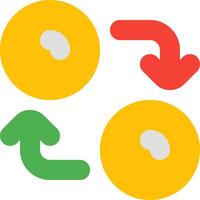 Four yellow and green circular objects with arrows pointing to them vector