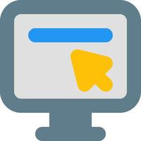 A computer monitor with a yellow arrow pointing to the right vector