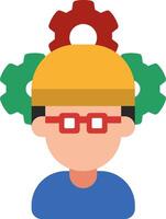 A man wearing a helmet with gears on his head vector