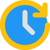 A clock icon with a yellow arrow pointing to the right vector