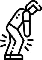A man in a hat is bending over and looking down vector