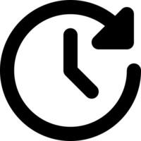 A black and white clock icon with a arrow pointing to the right vector
