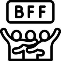 A black and white image of a group of people holding up a sign that says bff vector