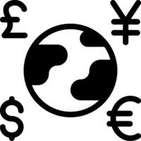 A globe with currency symbols and a dollar sign vector