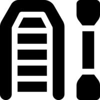 A black and white icon of a boat vector