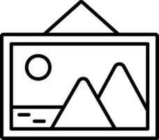 A black and white image of a mountain and a picture frame vector