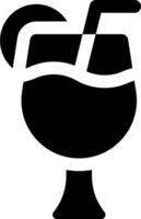 A black and white icon of a drink with a straw vector