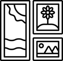 A black and white image of a window, a flower, and a tree vector