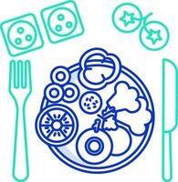 Plate with food and utensils on it vector