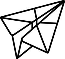 A black and white drawing of a paper airplane vector
