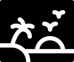 A black and white icon of a palm tree and a bird vector